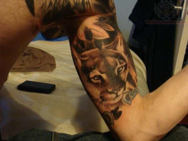 Nice Half Sleeve Color Ink Puma Tattoo