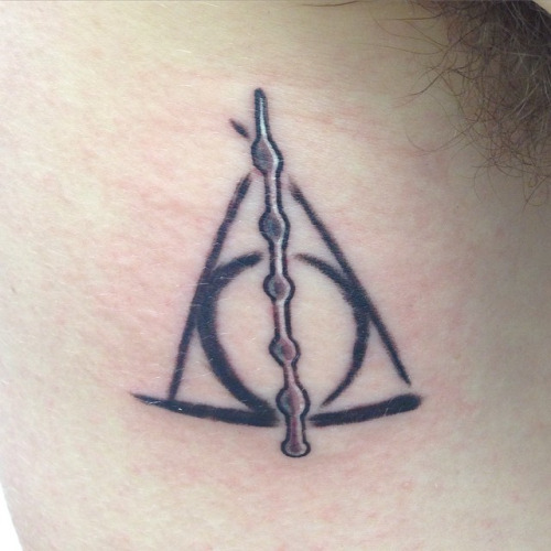 Nice Harry Potter Stick With Deathly Hallows Tattoo