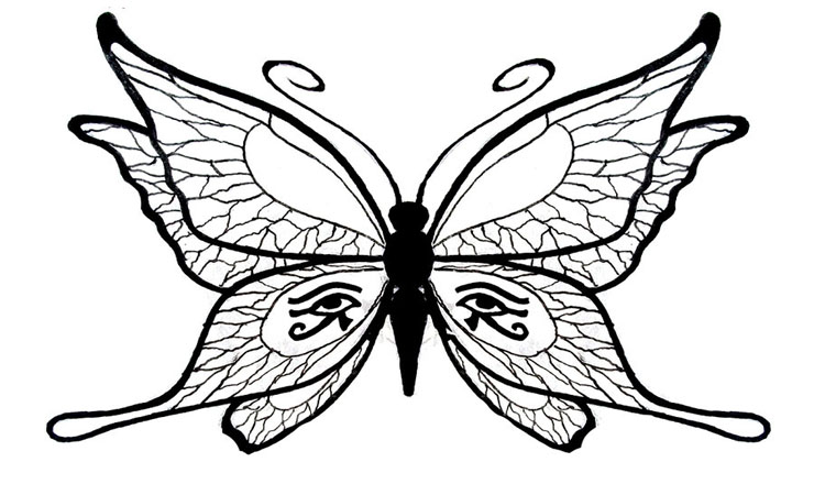 Nice Horus Eyes On Butterfly Wings Tattoo Design