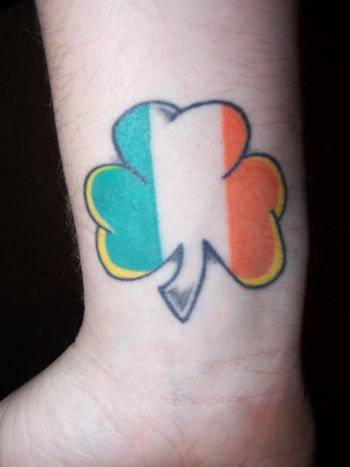 Nice Ireland Shamrock Tattoo On Wrist