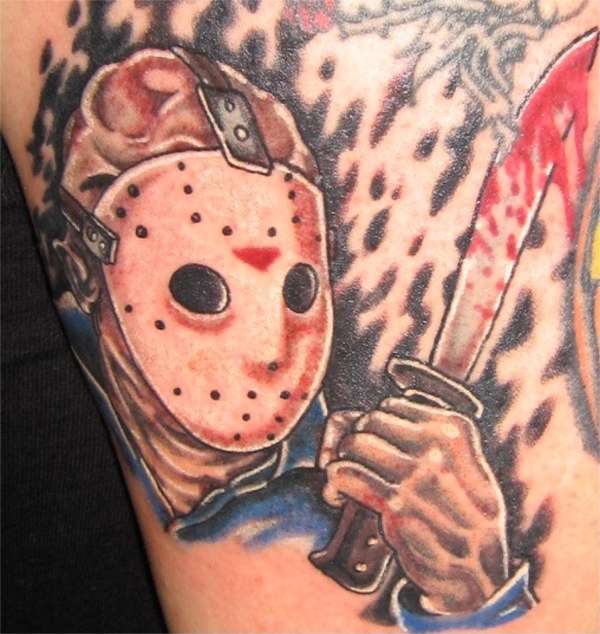 Nice Jason Holding Knife And Blood Tattoo