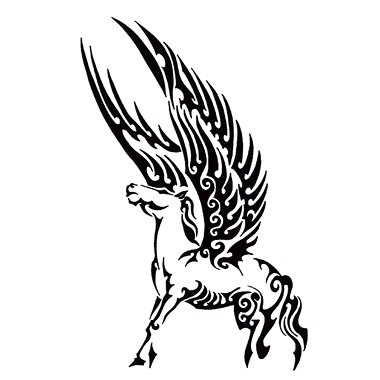 Nice Maori Tribal Pegasus Tattoo Design