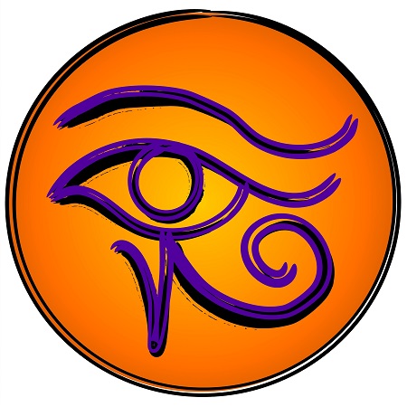Nice Purple Horus Eye Outline In Orange Circle Tattoo Stencil