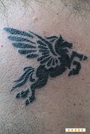 Nice Small Flying Tribal Pegasus Tattoo