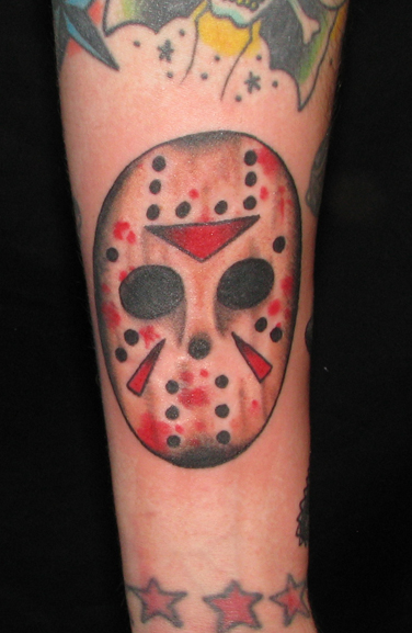 Nice Traditional Jason Mask Tattoo