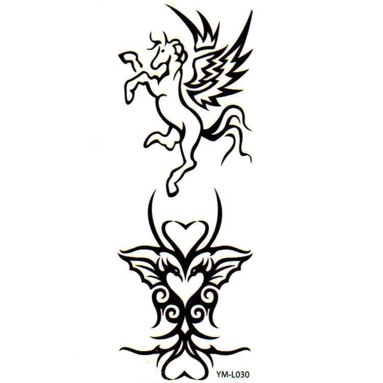 Nice Tribal Pegasus With Totem Men Tattoo Design