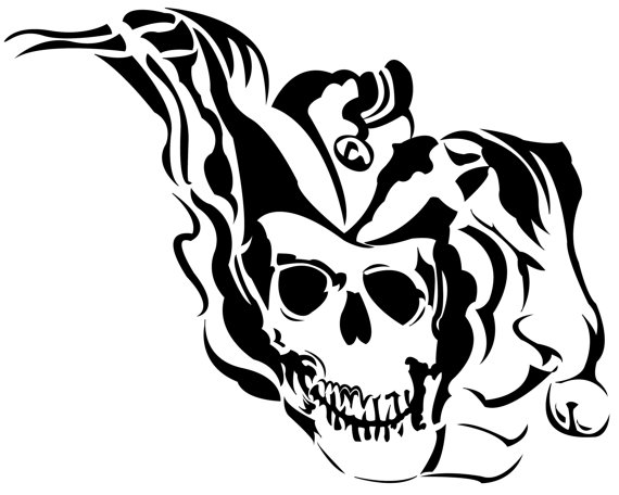 Nice Tribal Skull Wearing Jester Cap Tattoo Design