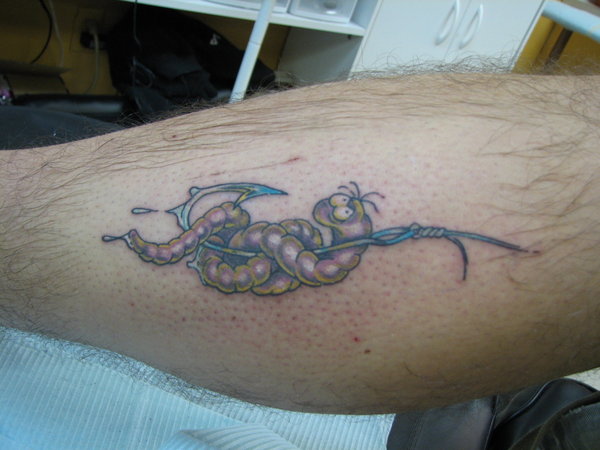Nice Worm Fishing Tattoo