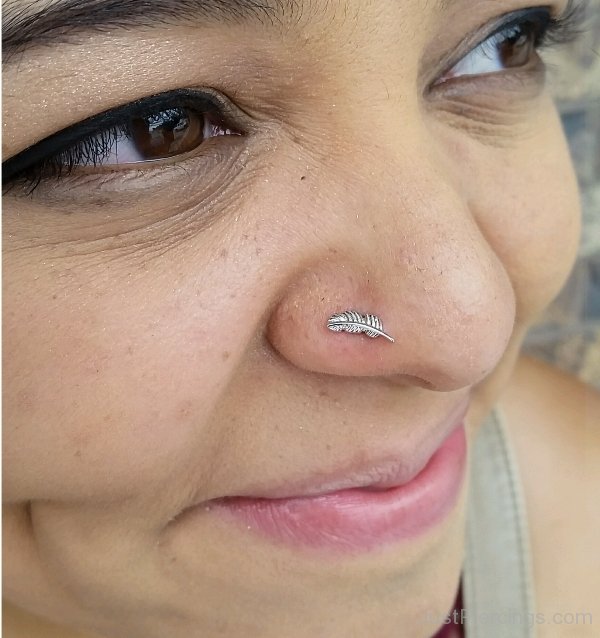 Nostril Piercing With Feather Stud