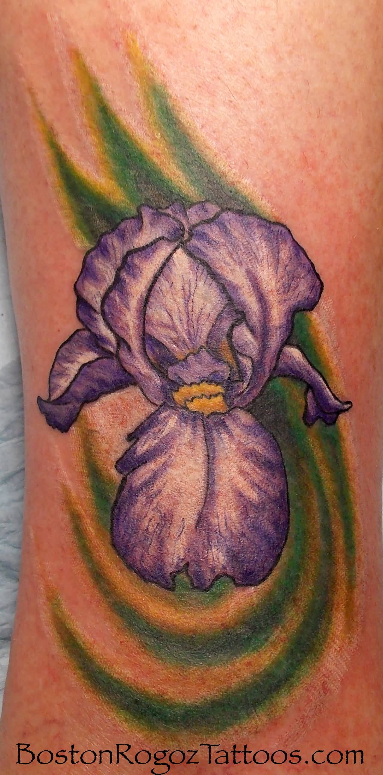Old School Purple Iris Tattoo