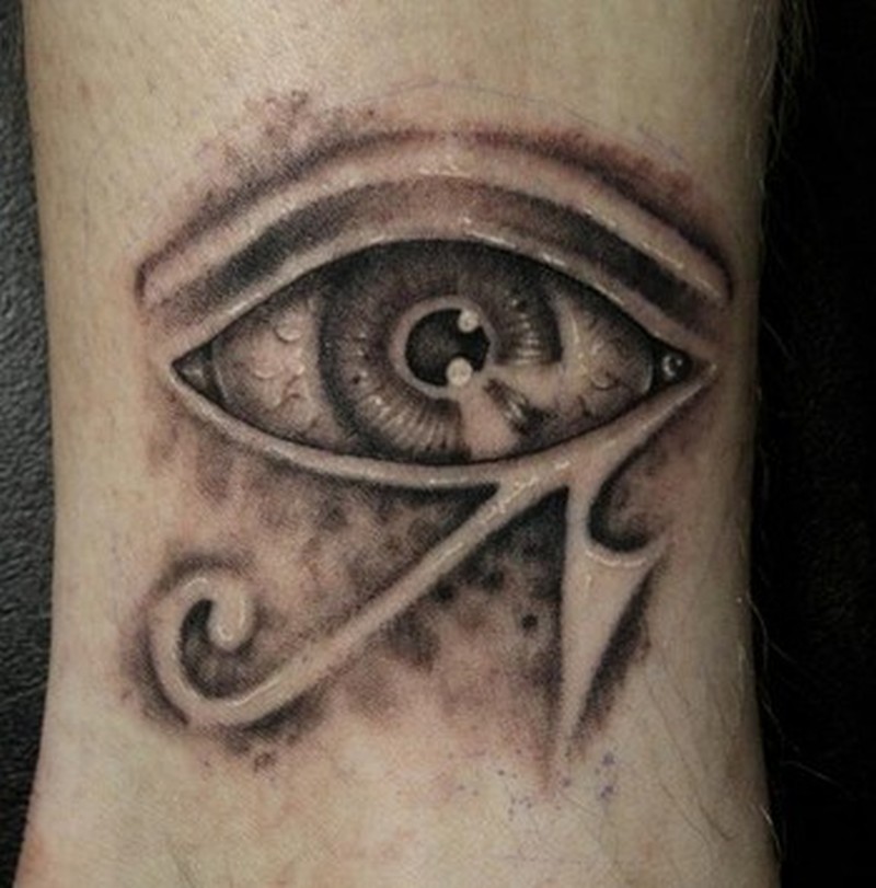 Outstanding Grey 3D Horus Eye Tattoo