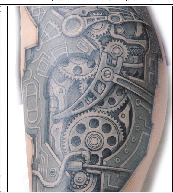 Outstanding Grey Mechanical Tattoo