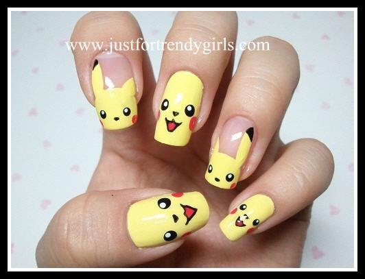 Pikachu Cartoon Nail Art Design