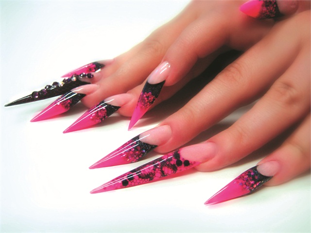 Pink And Black Stiletto Nail Art By Igor Jovic