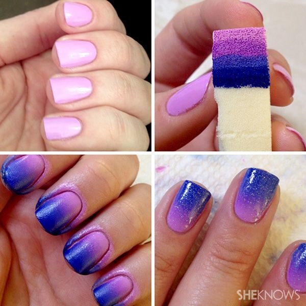 Pink And Blue Ombre Nail Art Tutorial