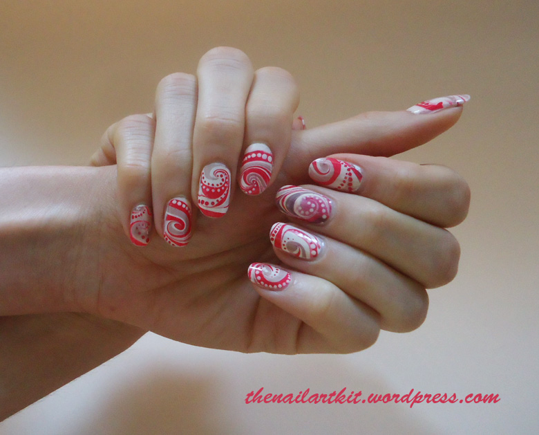 Pink And White Spiral Nail Art Idea