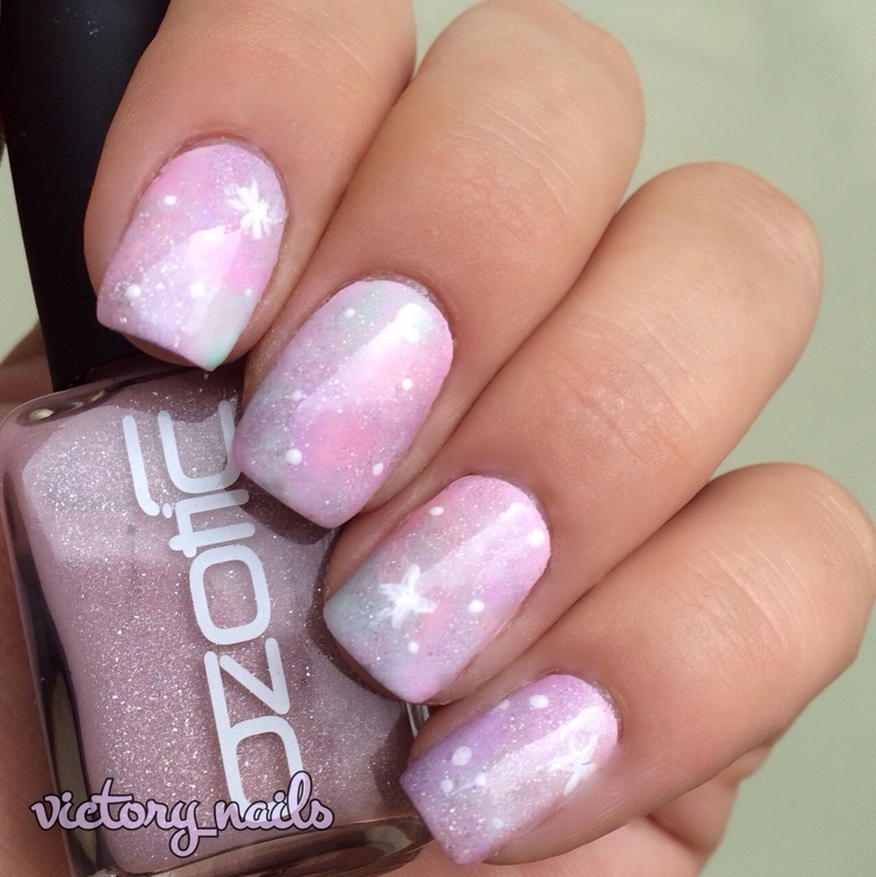 Pink Galaxy Nail Art Design