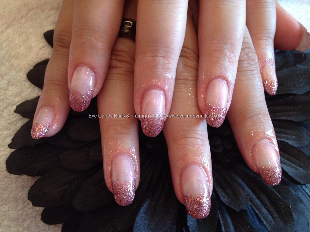 Pink Glitter Gel French Tip Nail Art