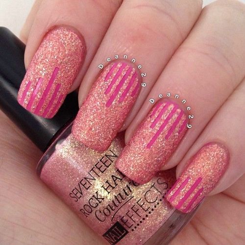 Pink Glitter Nail Art Design