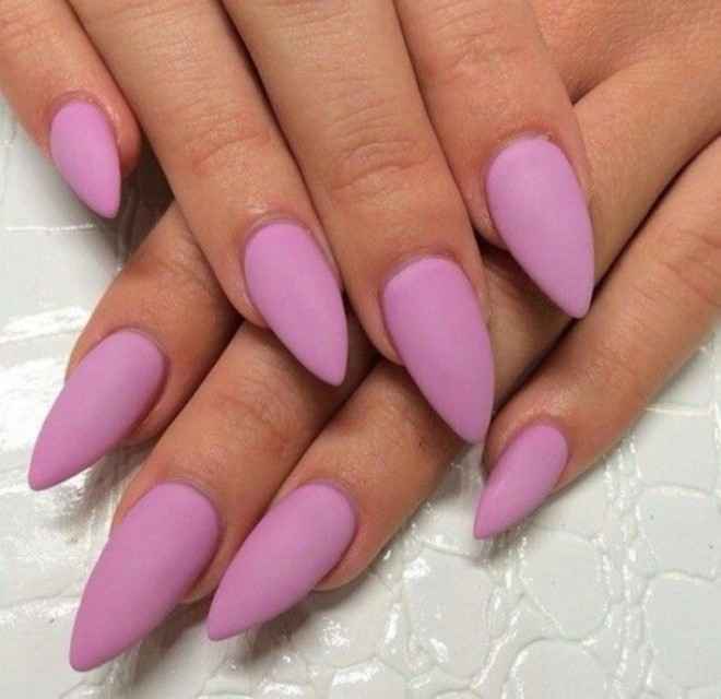 Pink Matte Stiletto Nail Art Design