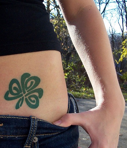 Pretty Celtic Shamrock Tattoo On Hip