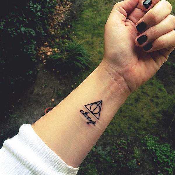 Pretty Deathly Hallows Always Tattoo On Wrist For Girls