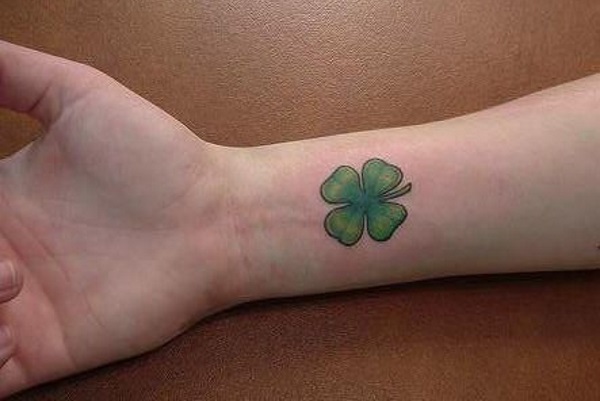 Pretty Four Leaf Shamrock Tattoo On Wrist