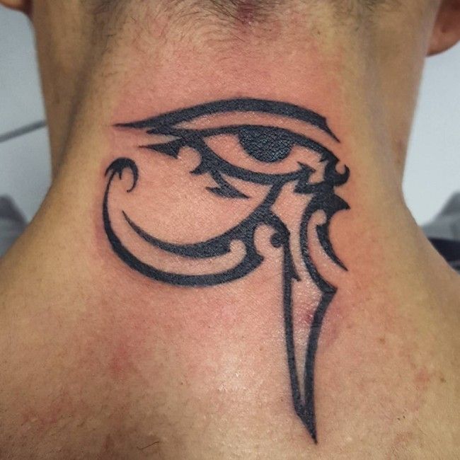 Pretty Horus Eye Tattoo On Back Neck