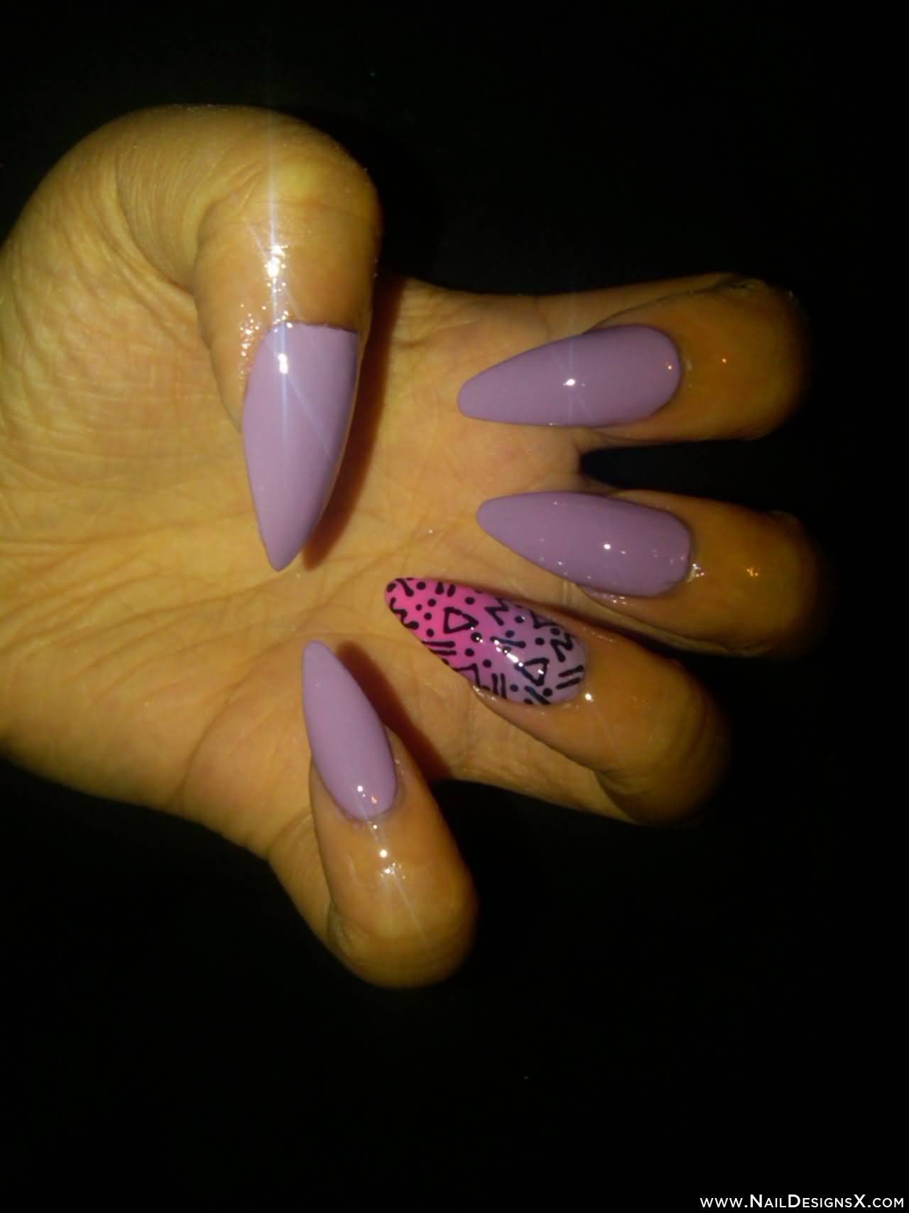 Purple And Pink Ombre Stiletto Nail Art
