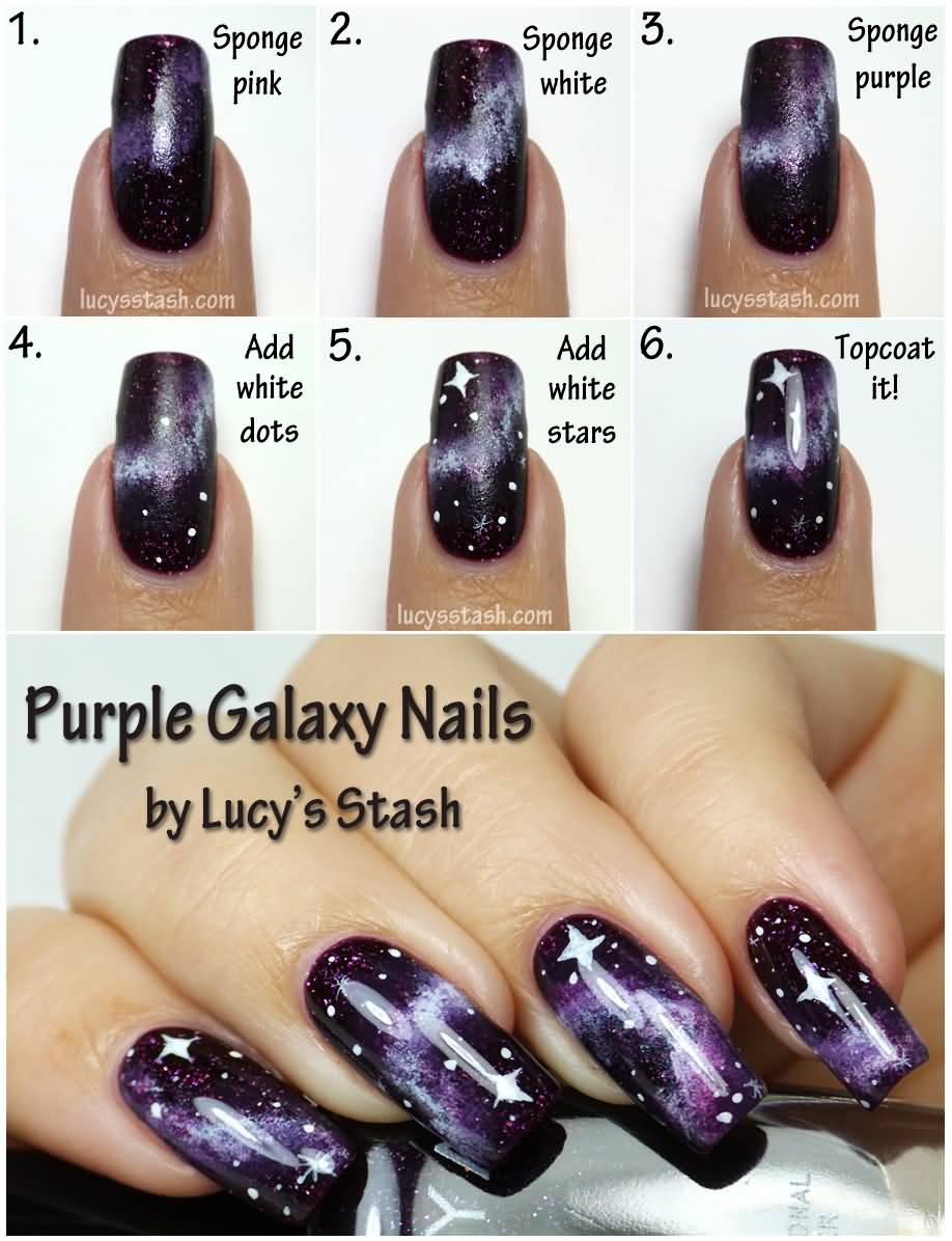 Purple Galaxy Nail Art Tutorial