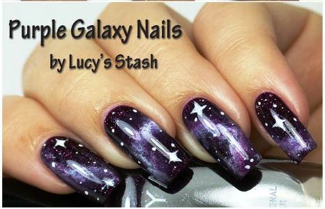 Purple Galaxy Nails Design Idea