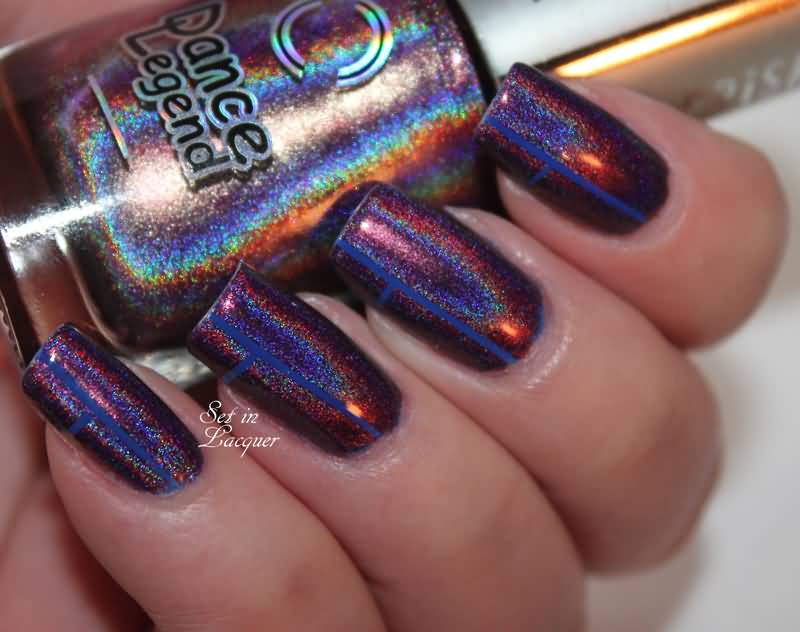 Purple Holographic Nail Art Design