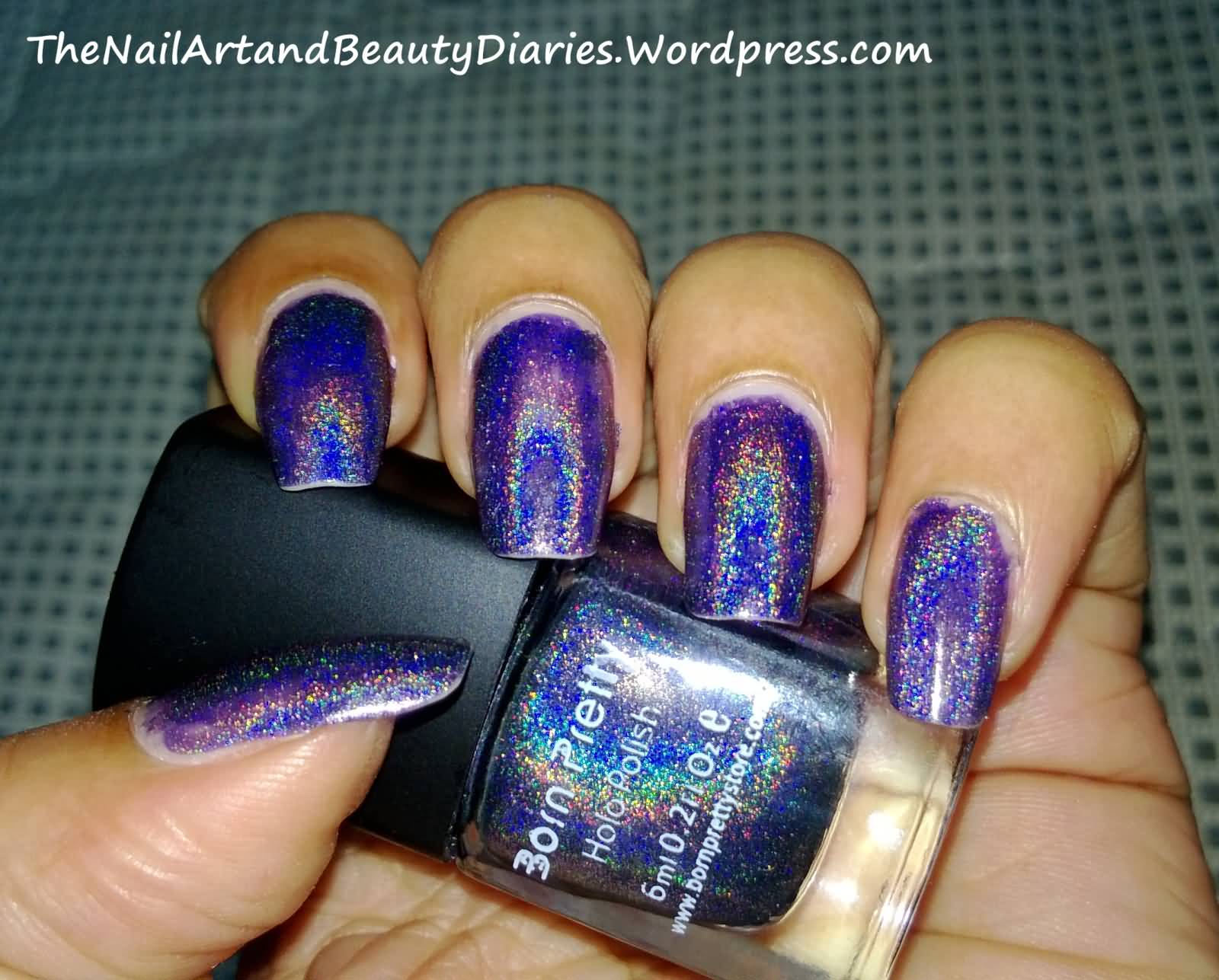 Purple Holographic Nail Art