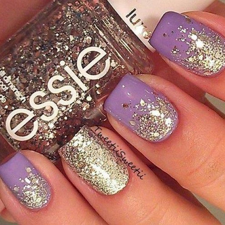 Purple Nails With Silver Glitter Nail Design