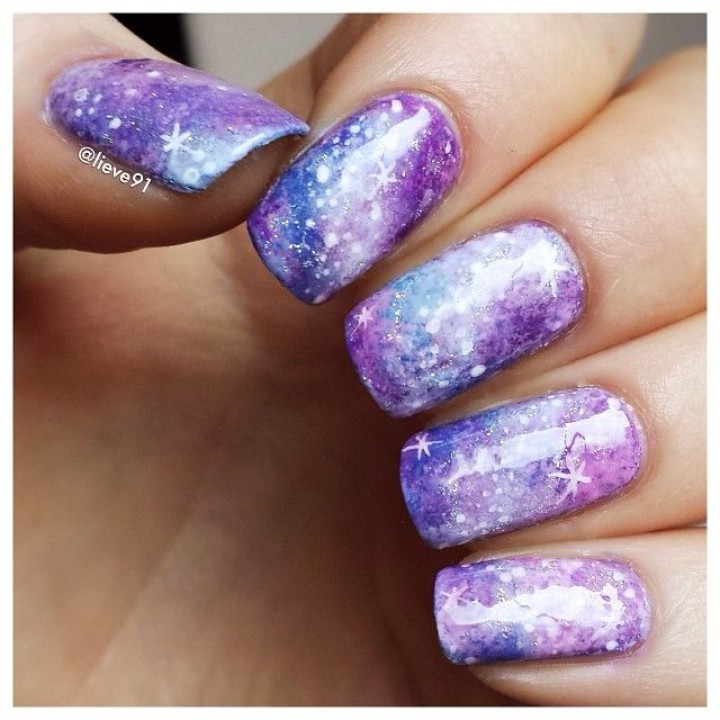 Purple Pastel Galaxy Nail Art