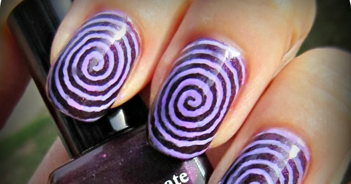 Purple Spiral Design Nail Art Idea