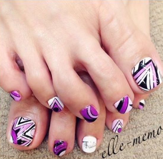 Purple Tribal Toe Nail Art