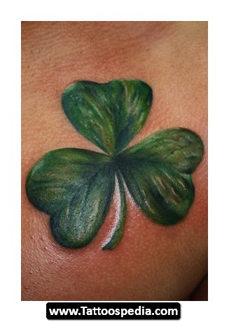 Realistic Dark Green Shamrock Leaf Tattoo