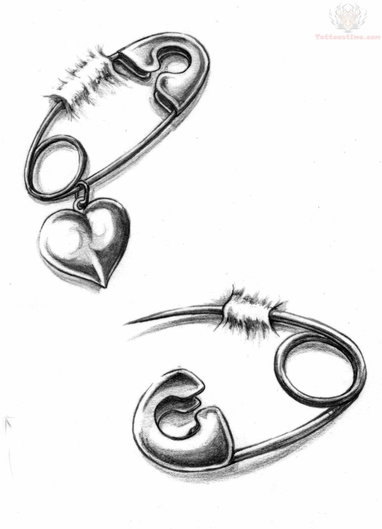 Realistic Safety Pin Ripped Skin Tattoo Design