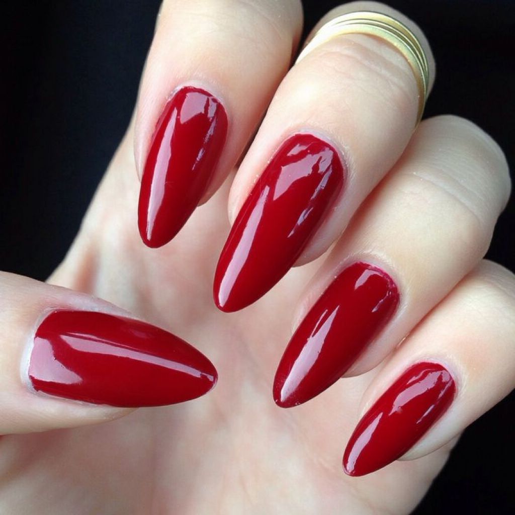 Red Glossy Long Stiletto Nail Art