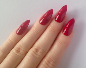 Red Glossy Stiletto Nail Art