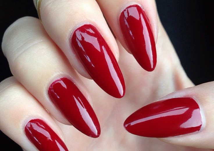 Red Glossy Stiletto Nail Art