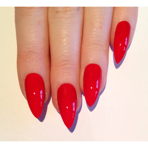 Red Glossy Stiletto Nails