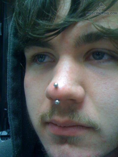 Rhino Piercing With Silver Barbell For Men