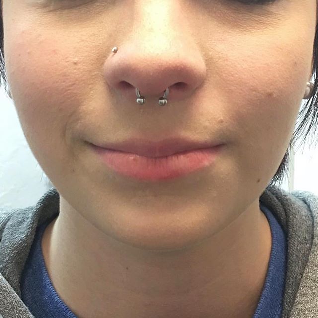 Right Nostril And Septum Piercing by Genevieve.