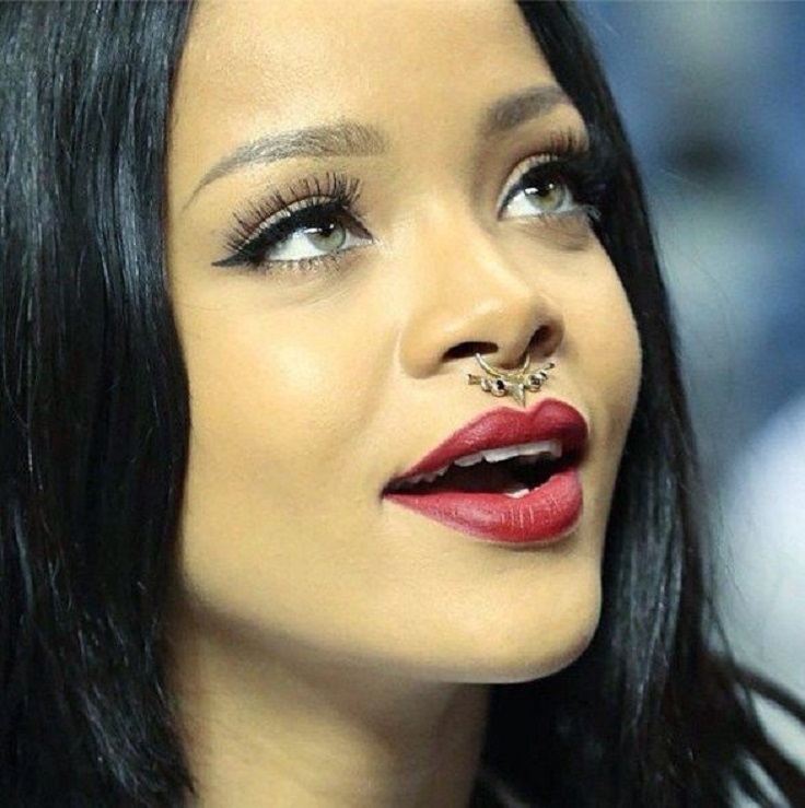 Rihanna Showing Her Septum Piercing