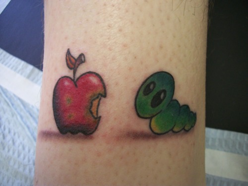 Rotten Apple With Worm Tattoo
