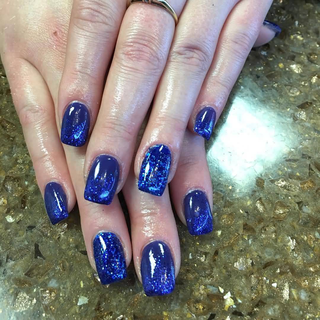 Royal Blue Glitter Gel Nail Art Design Idea