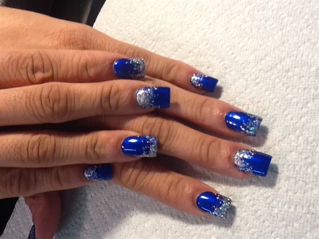Blue and Silver Glitter Nails - wide 1