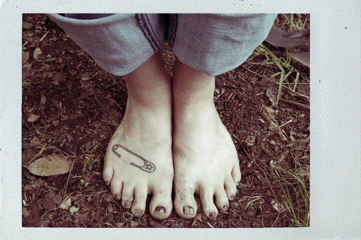 Safety Pin Left Foot Tattoo